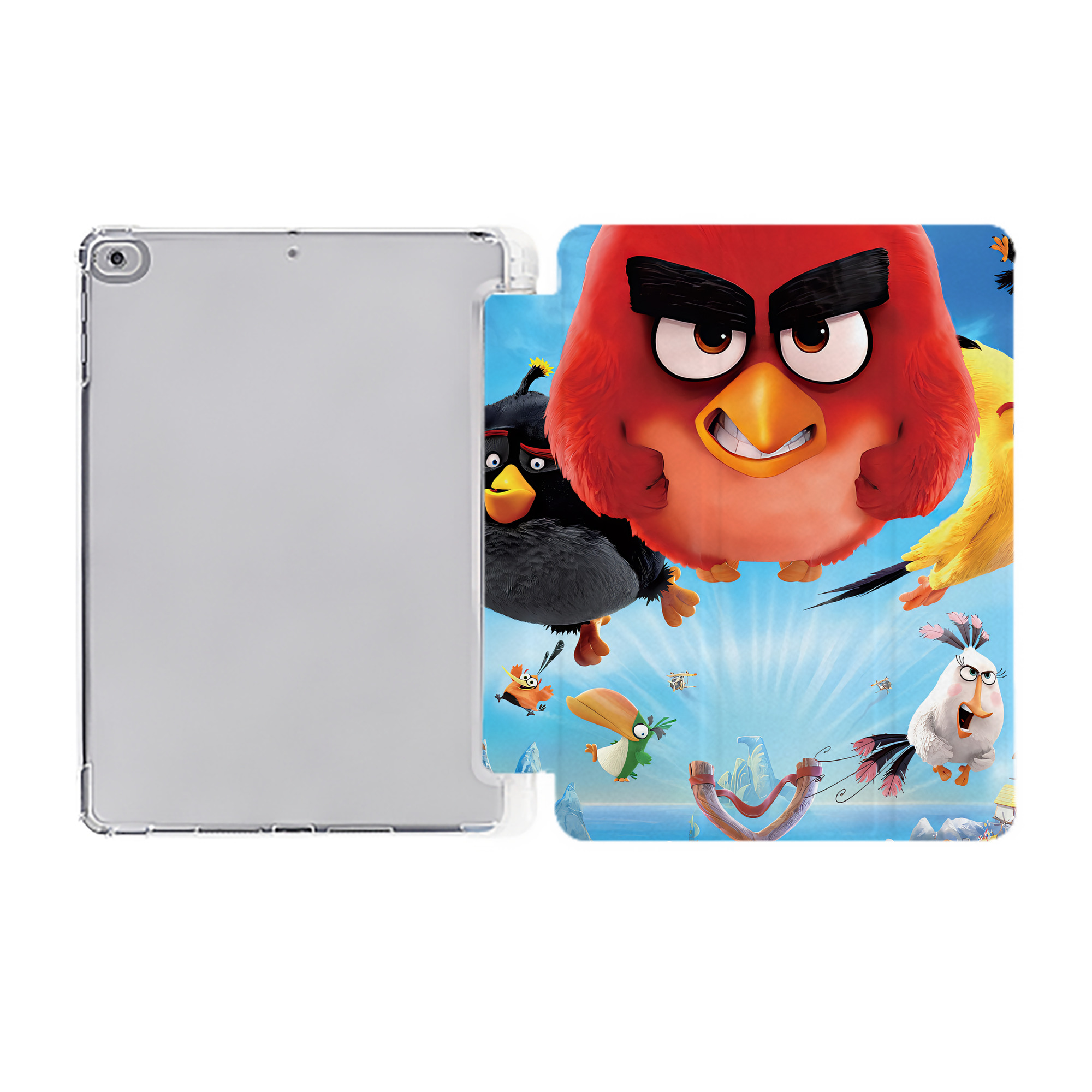 （画像用） Angry Birds アングリーバード IPad ケース ペン収納付き 三つ折りスタンド PUレザー×シリコン 対応機種9.5/10.5/10.9インチ